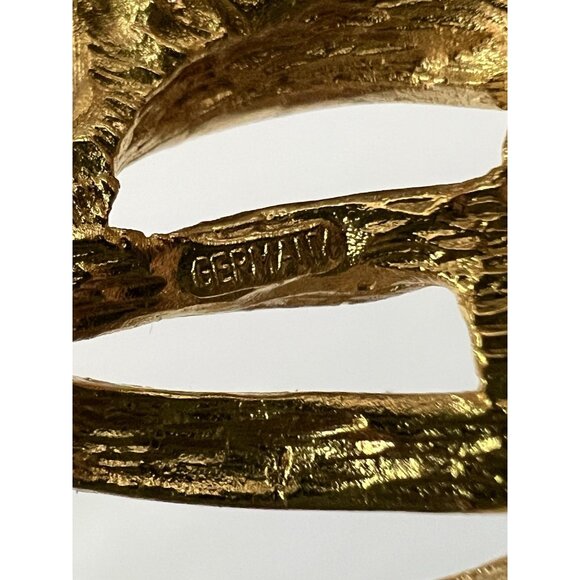 Christian Dior Floral Openwork Rose Brooch Gold Tone Made In Germany Signed - Picture 4 of 5